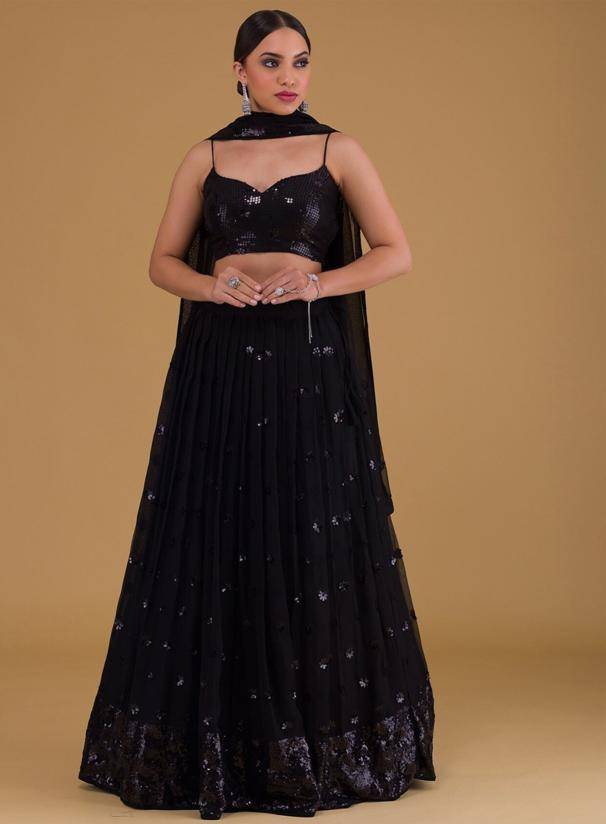 Zeel Clothing vol 27 georgette Black Wedding lehenga choli in Kolkata